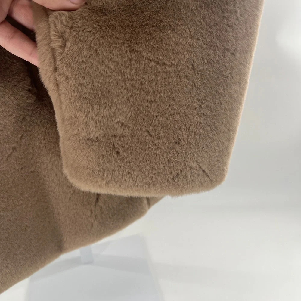 Dolce Cabo Mid Length Brown Faux Fur Jacket - Size Medium - Picture 2 of 11